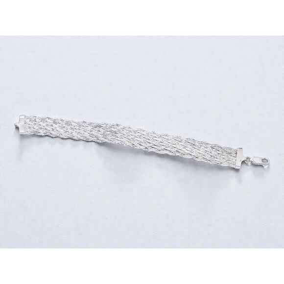 Vintage Italian 925 Silver Braided Chain Bracelet Italy Marked Quality 7" - Picture 2 of 6